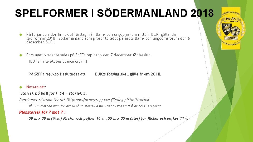 SPELFORMER I SÖDERMANLAND 2018 På följande sidor finns det förslag från Barn- och ungdomskommittén