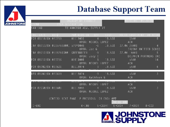 Database Support Team 
