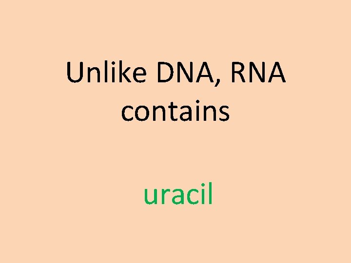 Unlike DNA, RNA contains uracil 