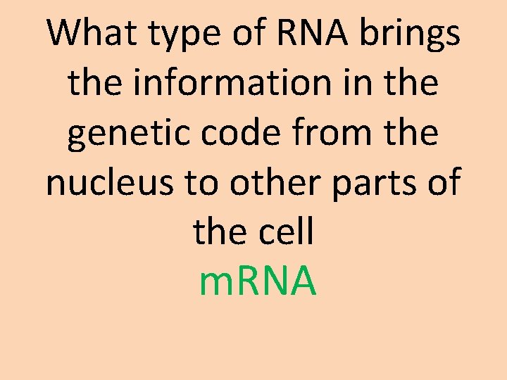 What type of RNA brings the information in the genetic code from the nucleus