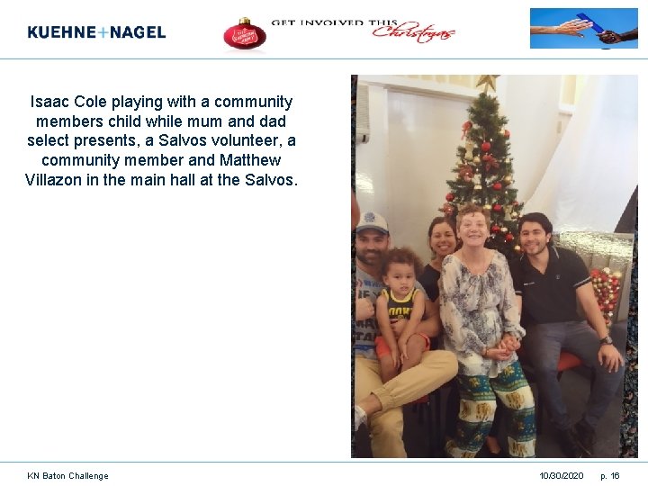 Isaac Cole playing with a community members child while mum and dad select presents,