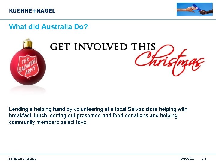 What did Australia Do? Lending a helping hand by volunteering at a local Salvos