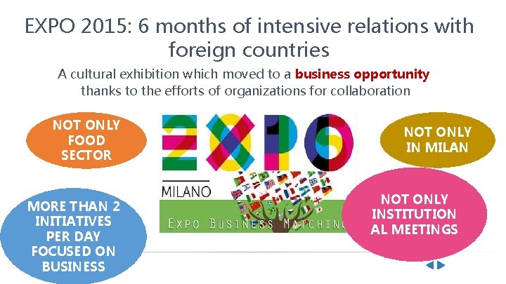 EXPO 2015: 6 months of intensive relations with foreign countries A cultural exhibition which