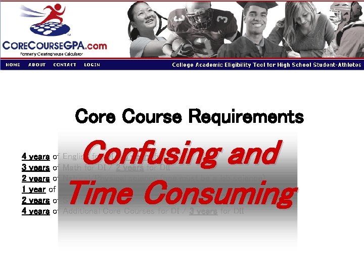 Core Course Requirements 4 3 2 1 2 4 Confusing and Time Consuming years