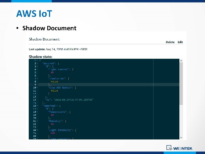 AWS Io. T • Shadow Document 