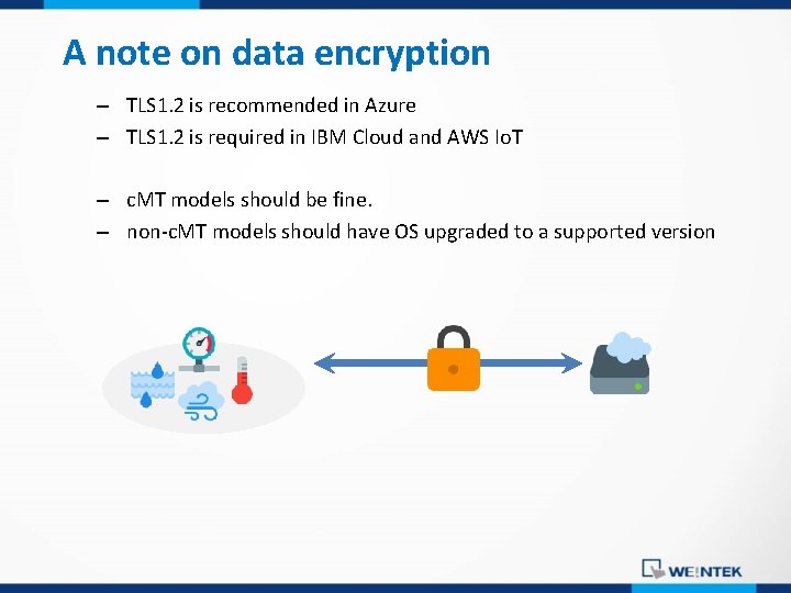 A note on data encryption – TLS 1. 2 is recommended in Azure –