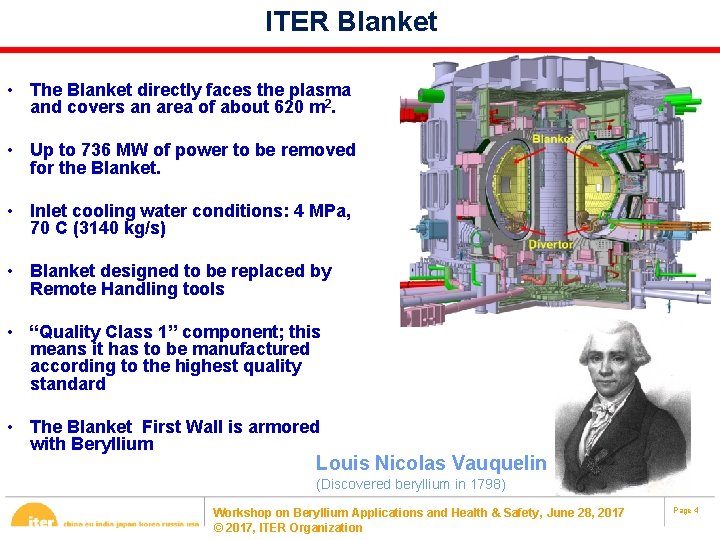 ITER Blanket • The Blanket directly faces the plasma and covers an area of