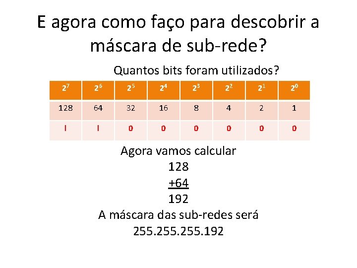 E agora como faço para descobrir a máscara de sub-rede? Quantos bits foram utilizados?