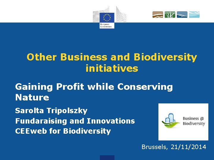 Other Business and Biodiversity initiatives Gaining Profit while Conserving Nature Sarolta Tripolszky Fundaraising and