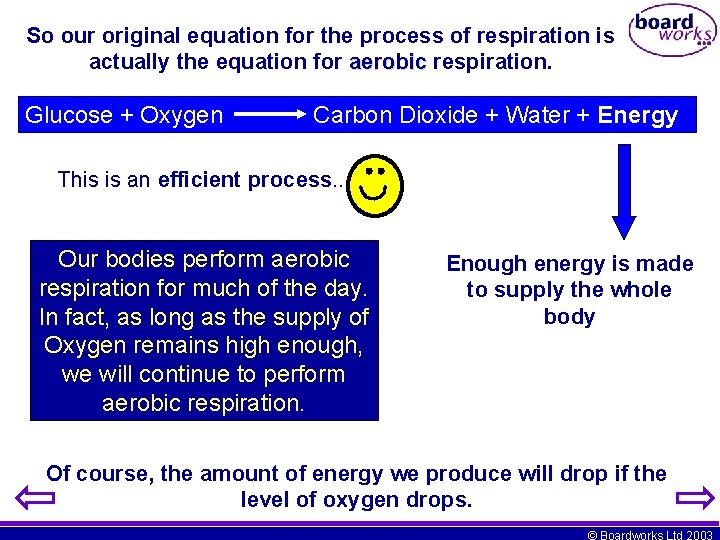 So our original equation for the process of respiration is actually the equation for