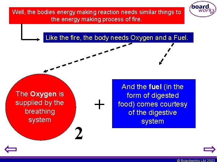 Well, the bodies energy making reaction needs similar things to the energy making process