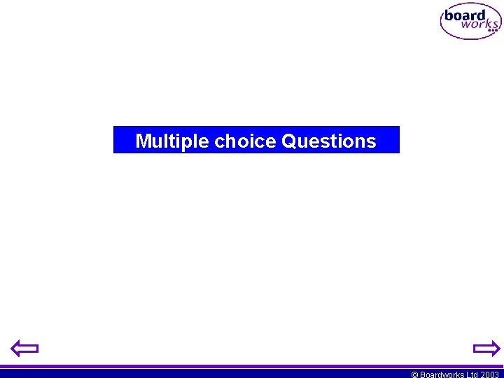 Multiple choice Questions © Boardworks Ltd 2003 