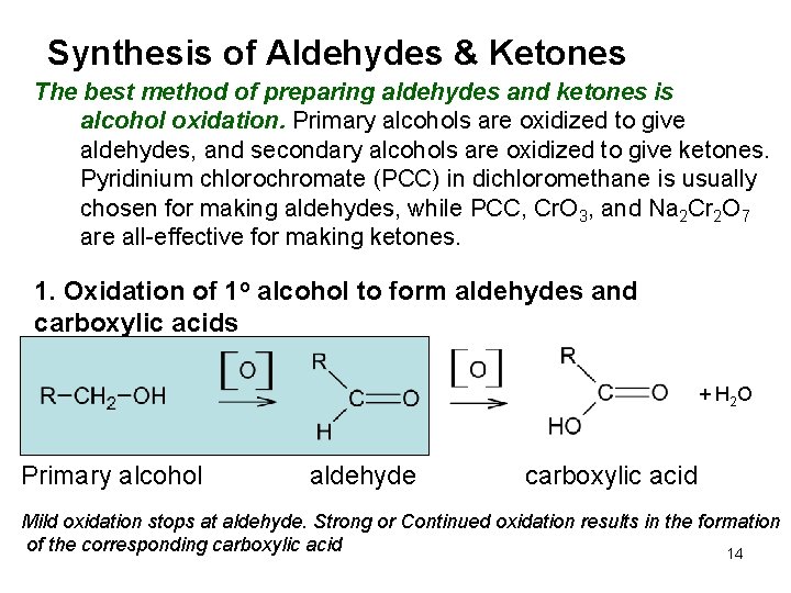 Synthesis of Aldehydes & Ketones The best method of preparing aldehydes and ketones is