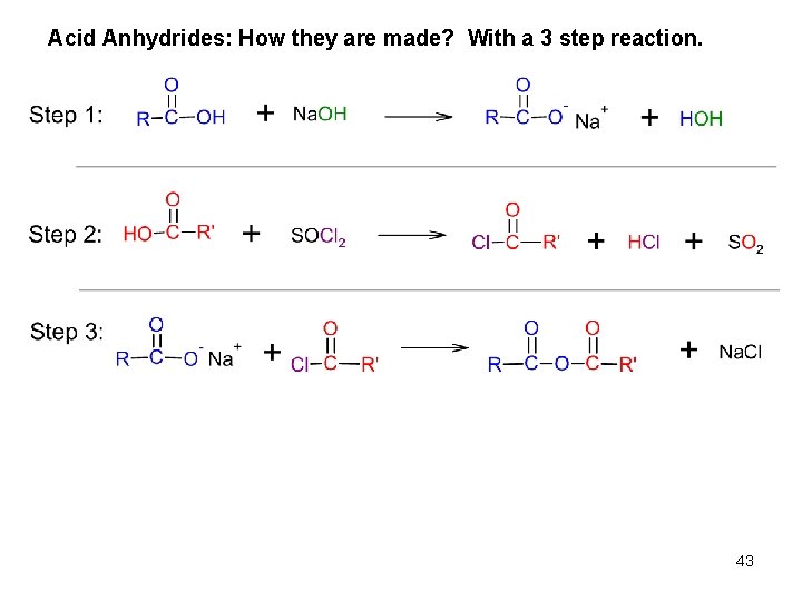 Acid Anhydrides: How they are made? With a 3 step reaction. 43 