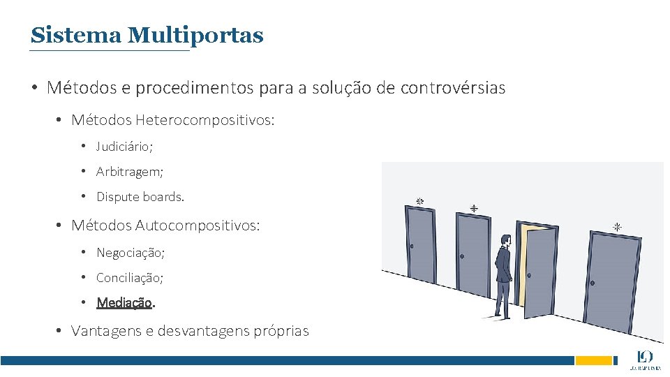 Sistema Multiportas • Métodos e procedimentos para a solução de controvérsias • Métodos Heterocompositivos: