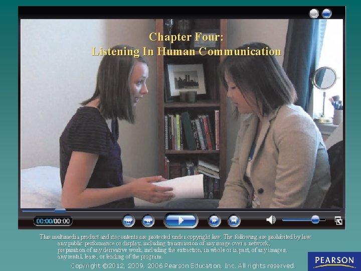 Chapter Four: Listening In Human Communication This multimedia product and its contents are protected