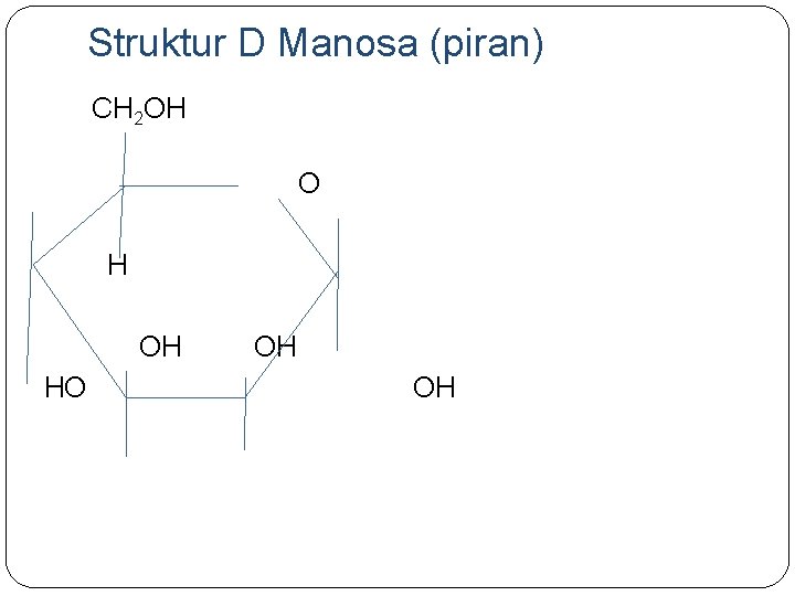Struktur D Manosa (piran) CH 2 OH O H OH HO OH Struktur D Manosa (piran) CH 2 OH O H OH HO OH