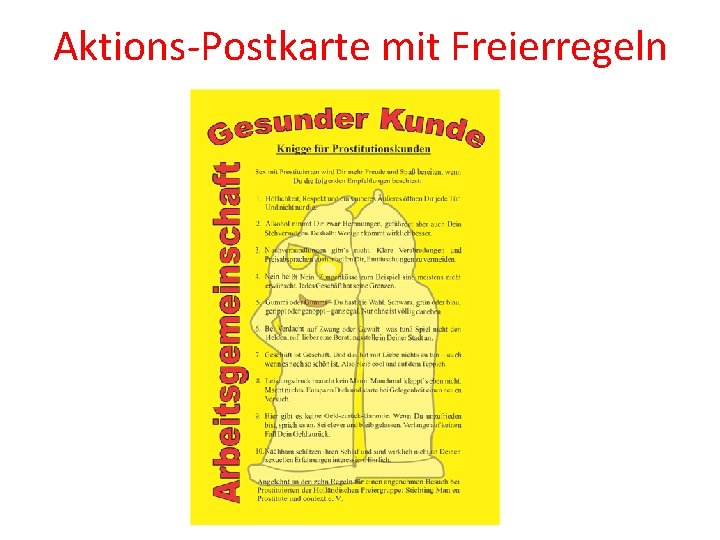 Aktions-Postkarte mit Freierregeln 