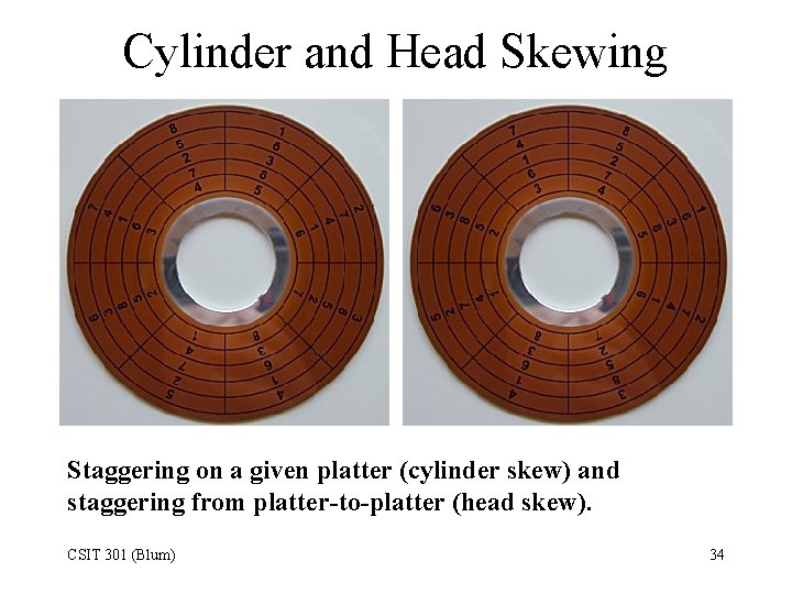 Cylinder and Head Skewing Staggering on a given platter (cylinder skew) and staggering from