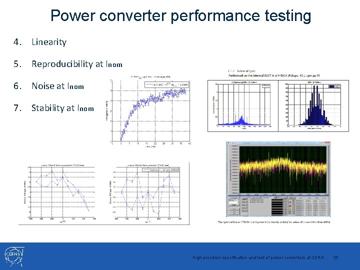 Power converter performance testing 4. Linearity 5. Reproducibility at Inom 6. Noise at Inom