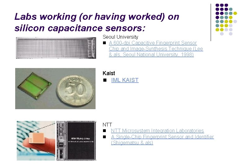 Labs working (or having worked) on silicon capacitance sensors: Seoul University n A 600