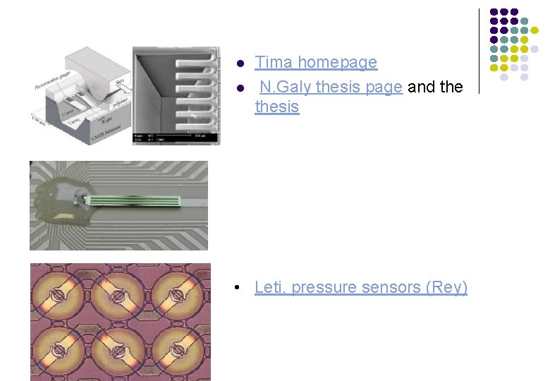 l l Tima homepage N. Galy thesis page and thesis • Leti, pressure sensors