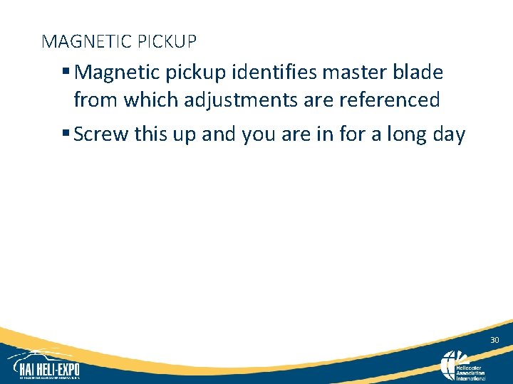 MAGNETIC PICKUP § Magnetic pickup identifies master blade from which adjustments are referenced §