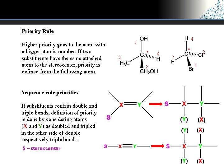 Priority Rule Higher priority goes to the atom with a bigger atomic number. If