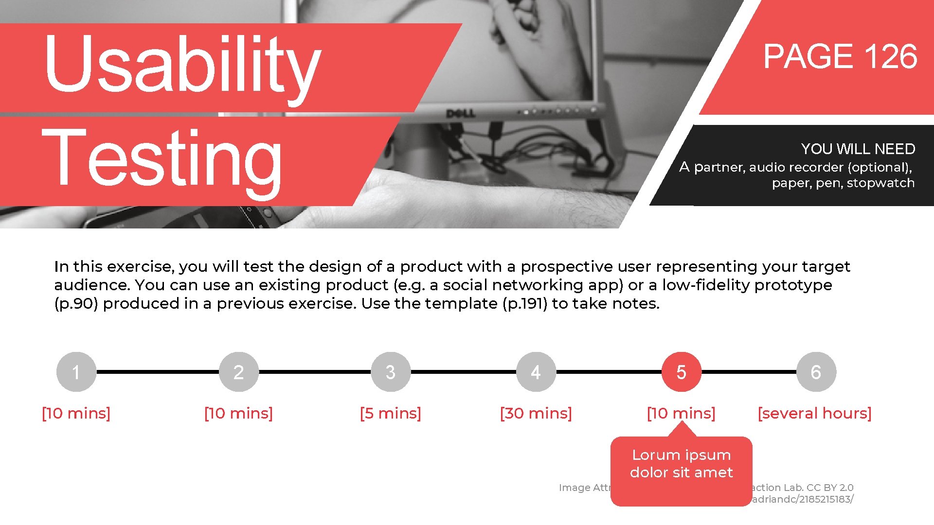 Usability Testing PAGE 126 YOU WILL NEED A partner, audio recorder (optional), paper, pen,