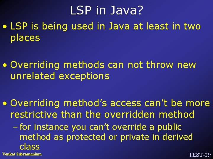 LSP in Java? • LSP is being used in Java at least in two