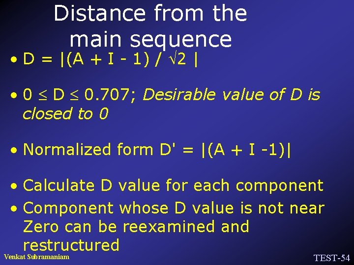 Distance from the main sequence • D = |(A + I - 1) /