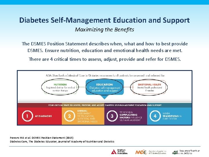 Diabetes Self-Management Education and Support Maximizing the Benefits The DSMES Position Statement describes when,