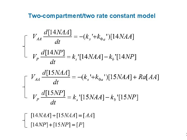 Two-compartment/two rate constant model 2 