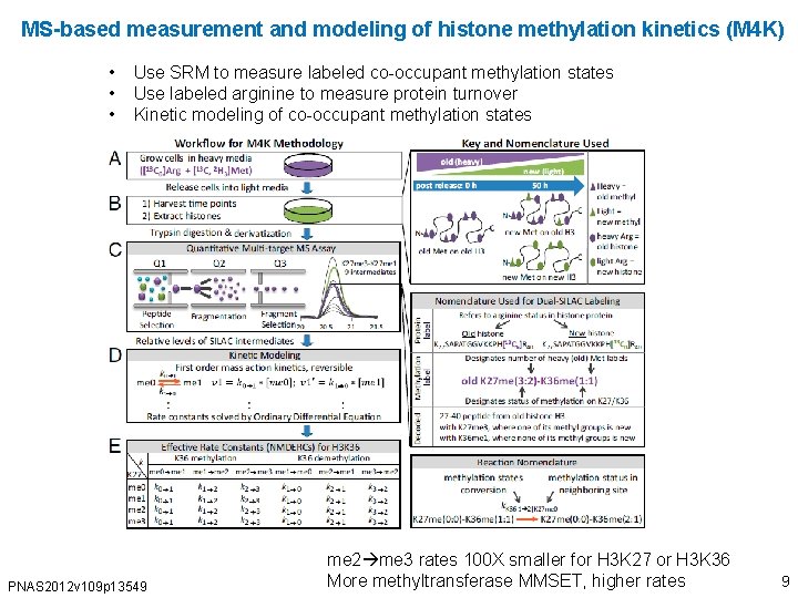 MS-based measurement and modeling of histone methylation kinetics (M 4 K) • • •