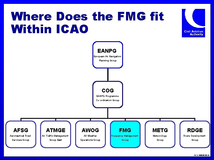 Where Does the FMG fit Within ICAO EANPG European Air Navigation Planning Group COG