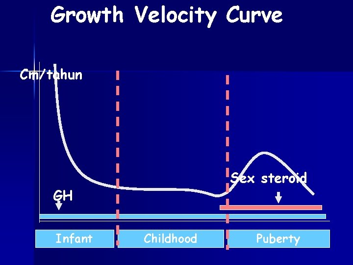 Growth Velocity Curve Cm/tahun Sex steroid GH Infant Childhood Puberty 