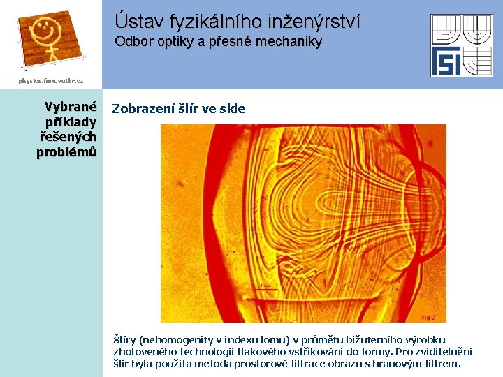 Ústav fyzikálního inženýrství Odbor optiky a přesné mechaniky physics. fme. vutbr. cz Vybrané příklady