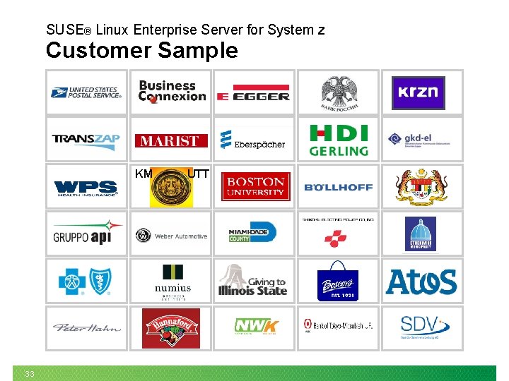 SUSE® Linux Enterprise Server for System z Customer Sample KM 33 UTT 