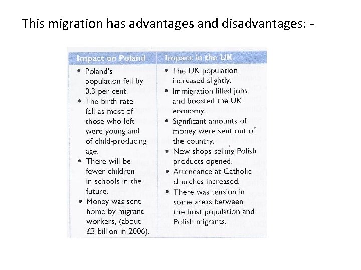 This migration has advantages and disadvantages: - 
