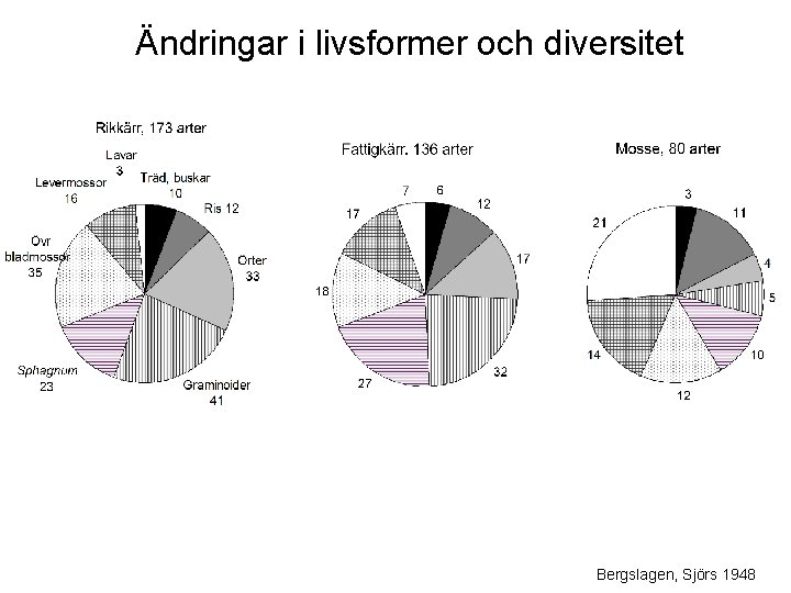 Ändringar i livsformer och diversitet Bergslagen, Sjörs 1948 