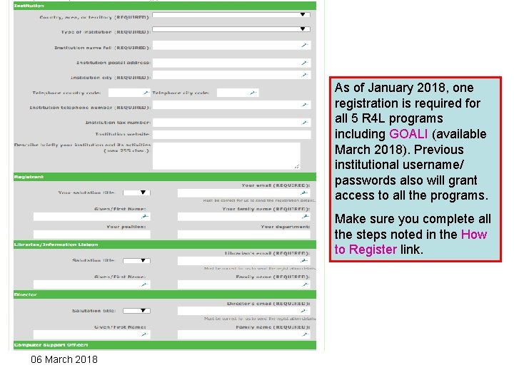 As of January 2018, one registration is required for all 5 R 4 L