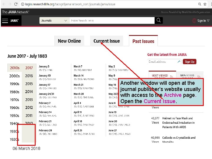 Another window will open at the journal publisher’s website usually with access to the