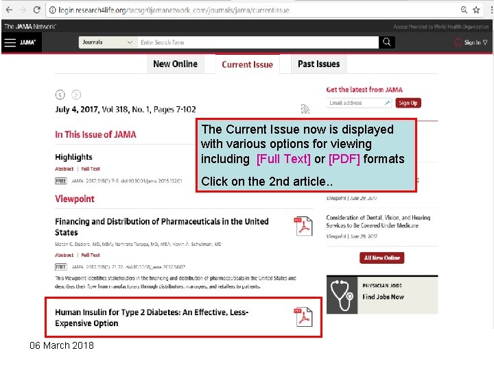 The Current Issue now is displayed with various options for viewing including [Full Text]