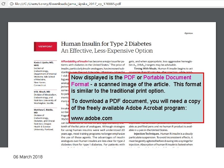 Now displayed is the PDF or Portable Document Format - a scanned image of