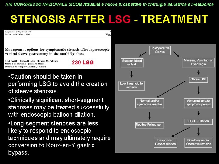 XXI CONGRESSO NAZIONALE SICOB Attualità e nuove prospettive in chirurgia bariatrica e metabolica STENOSIS
