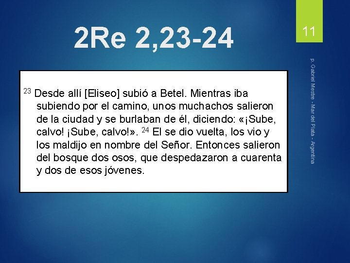 2 Re 2, 23 -24 subiendo por el camino, unos muchachos salieron de la