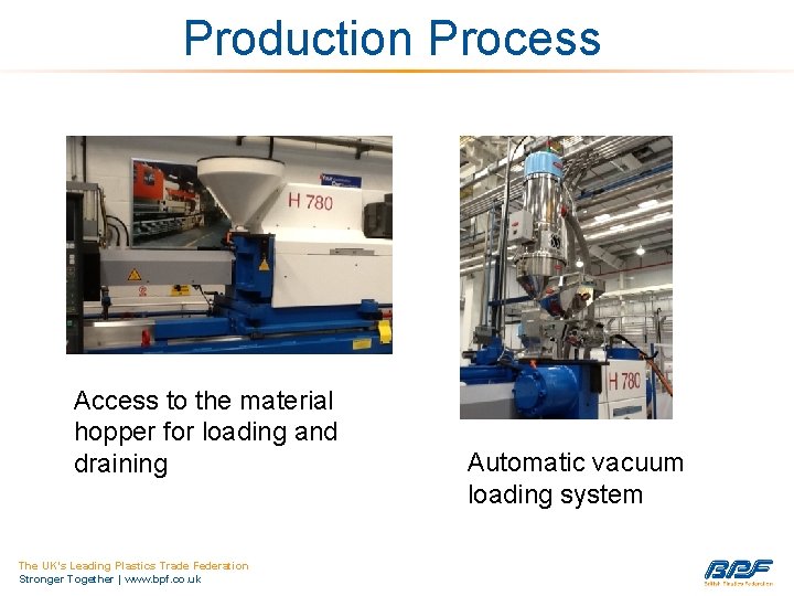 Production Process Access to the material hopper for loading and draining The UK’s Leading