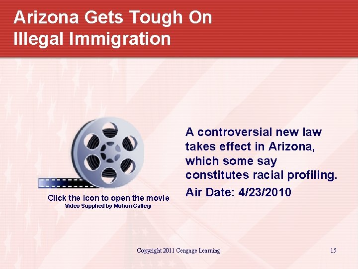 Arizona Gets Tough On Illegal Immigration Click the icon to open the movie A