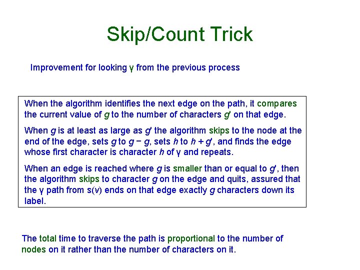 Skip/Count Trick Improvement for looking γ from the previous process When the algorithm identifies