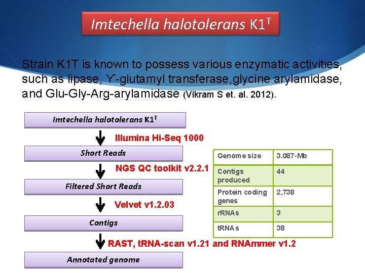 Imtechella halotolerans K 1 T Strain K 1 T is known to possess various